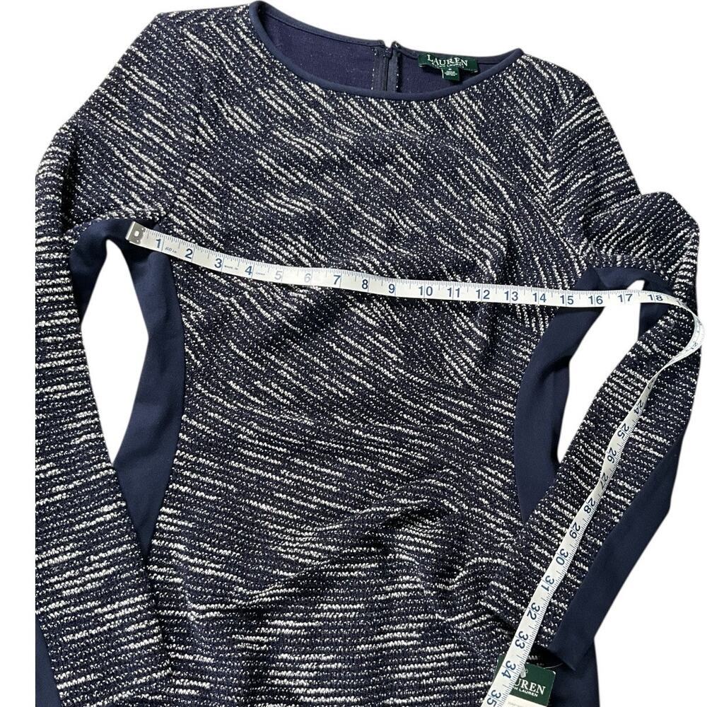 Lauren Ralph Lauren Navy Tweed Sheath Dress Size 8 NWT Long Sleeve Professional - Picture 7 of 11